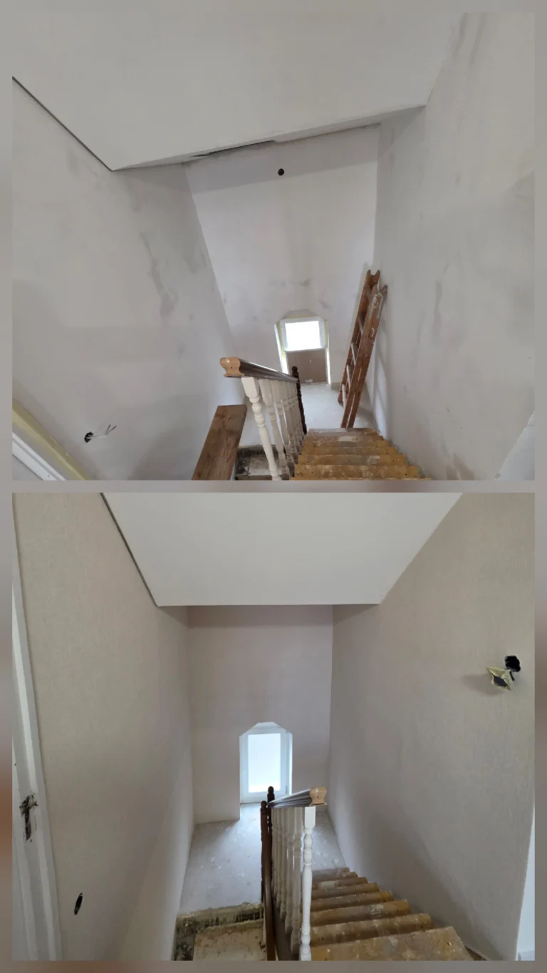 Lépcsőház festés- tapétázás